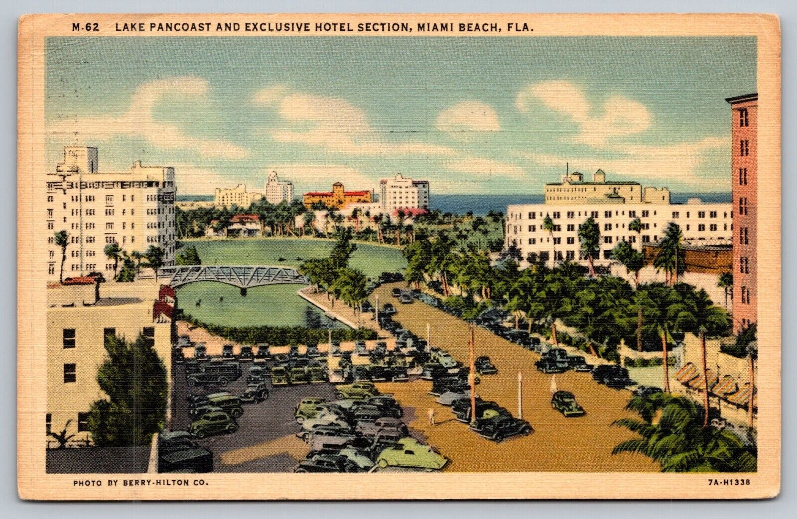 Postcard Lake Pancoast and Exclusive Hotel Section Miami Beach Fl.