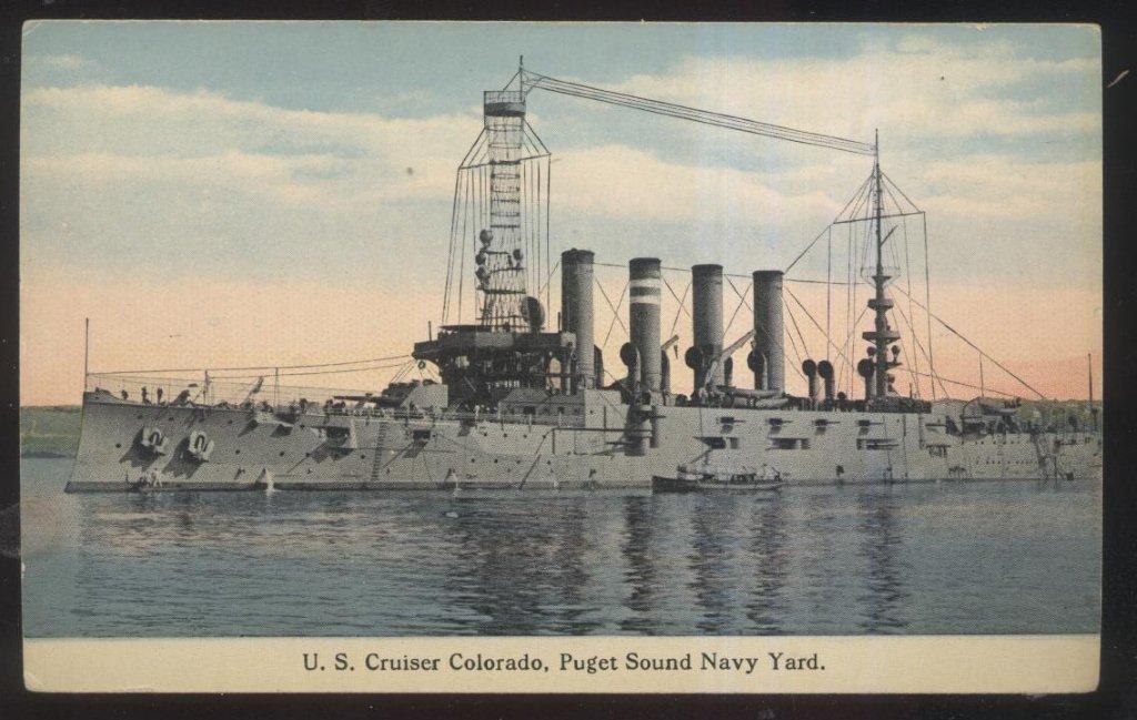 Postcard U.S. NAVY Armored Cruiser U.S.S. COLORADO #2 view 1907?