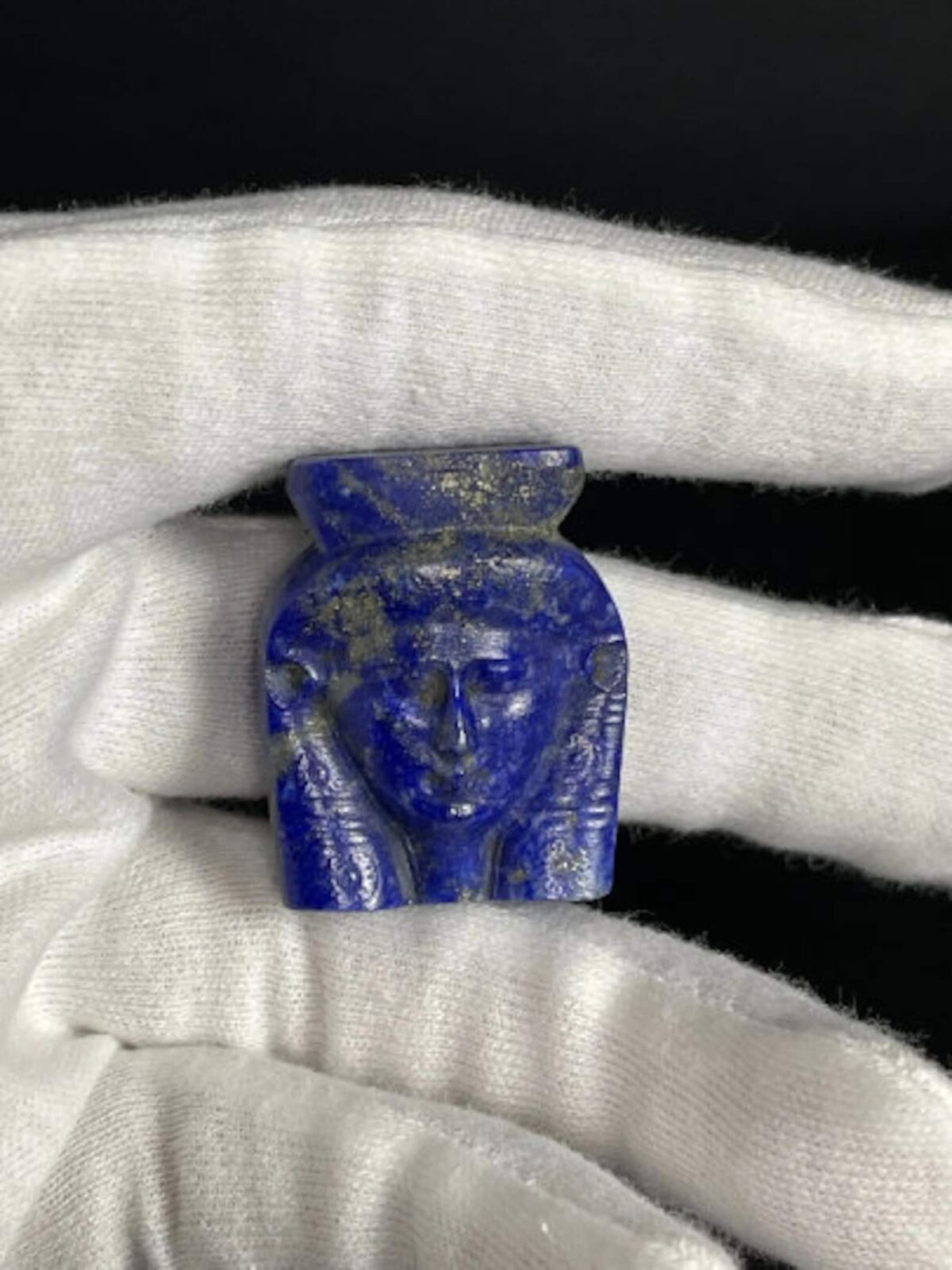 Lapis lazuli HATHOR figurine - hathor statuette - handmade in egypt