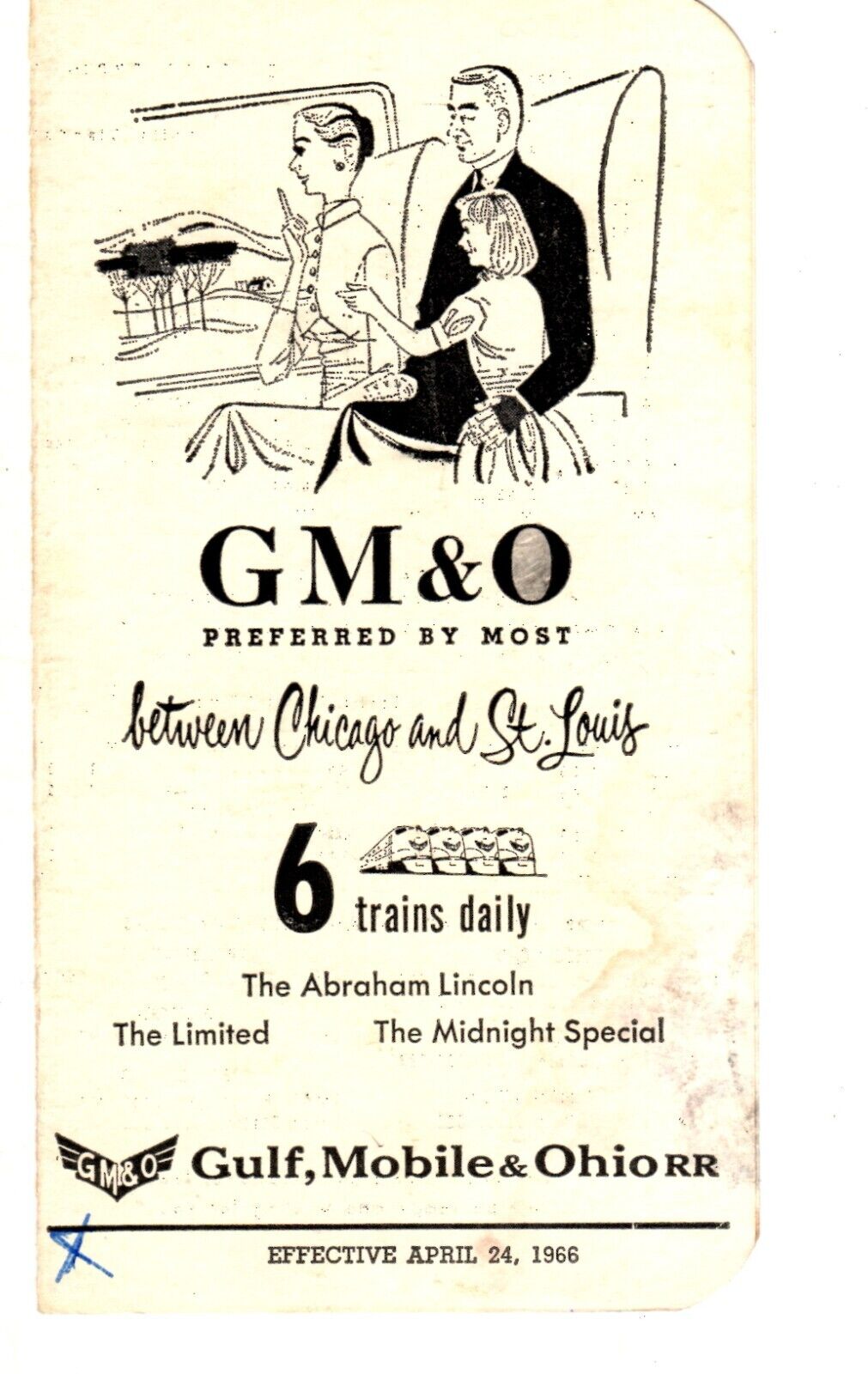 GULF MOBILE & OHIO RAILROAD - SYSTEM PUBLIC TIMETABLE - 4/24/1966
