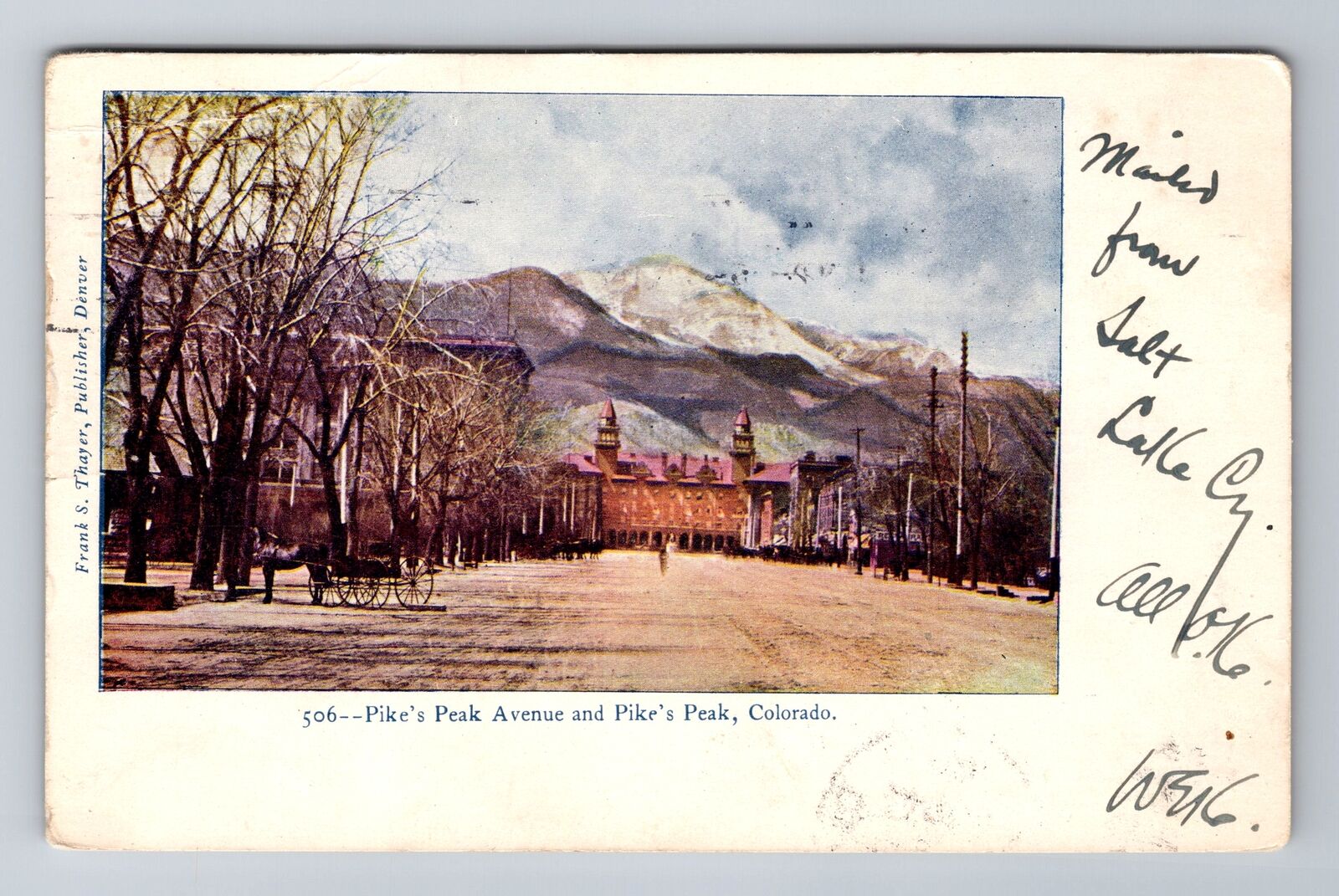 Pikes\'s Peak CO-Colorado, Pikes\'s Peak Avenue, Antique Vintage c1906 Postcard