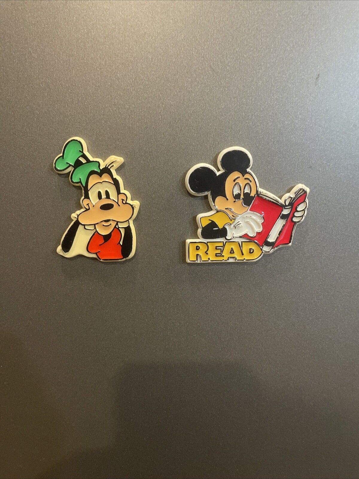 Vintage Walt Disney Productions Mickey Mouse And Goofy Fridge Magnets Plastic