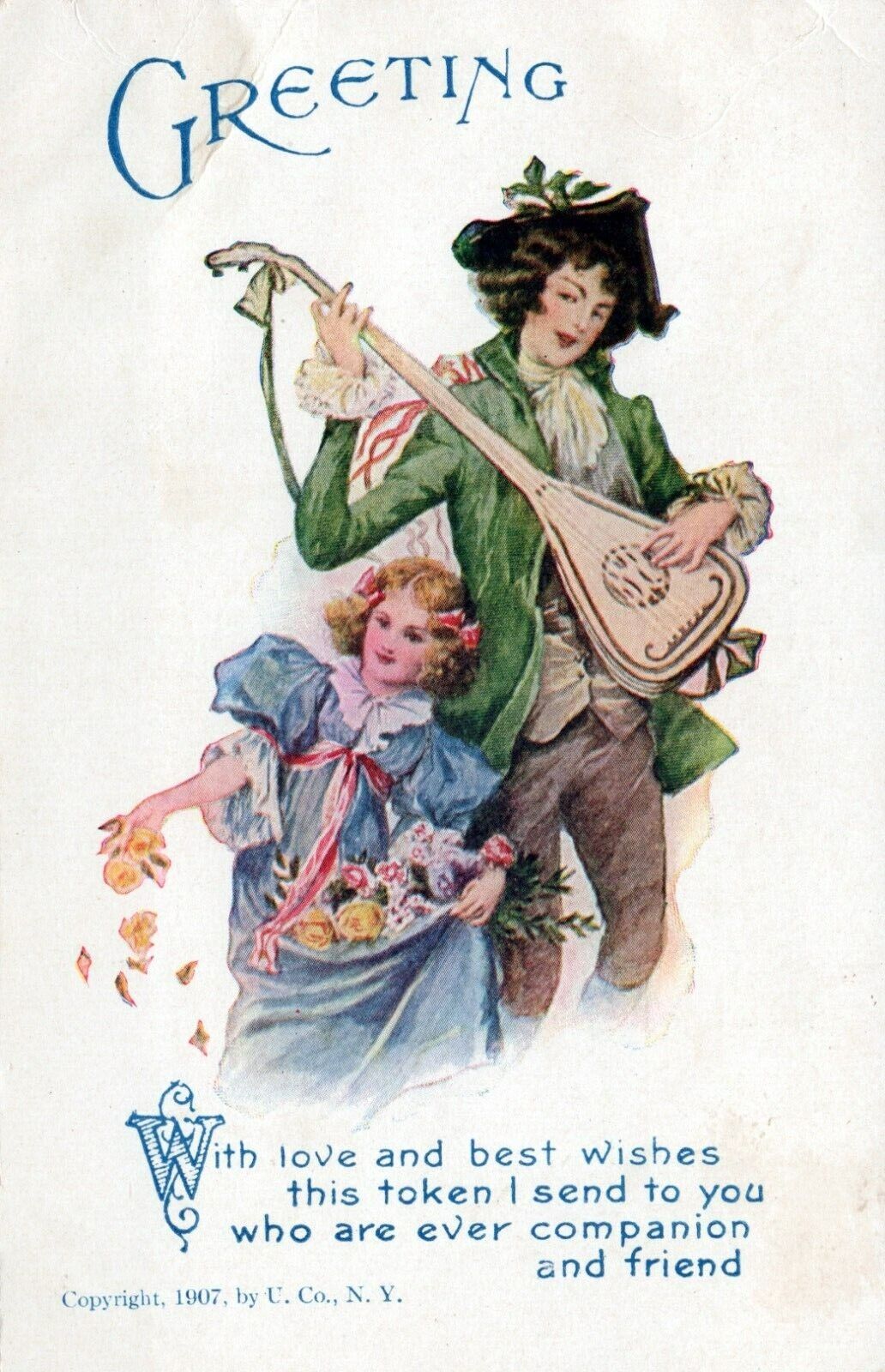 With Love And Best Wishes. Unposted 1907 Greetings Postcard