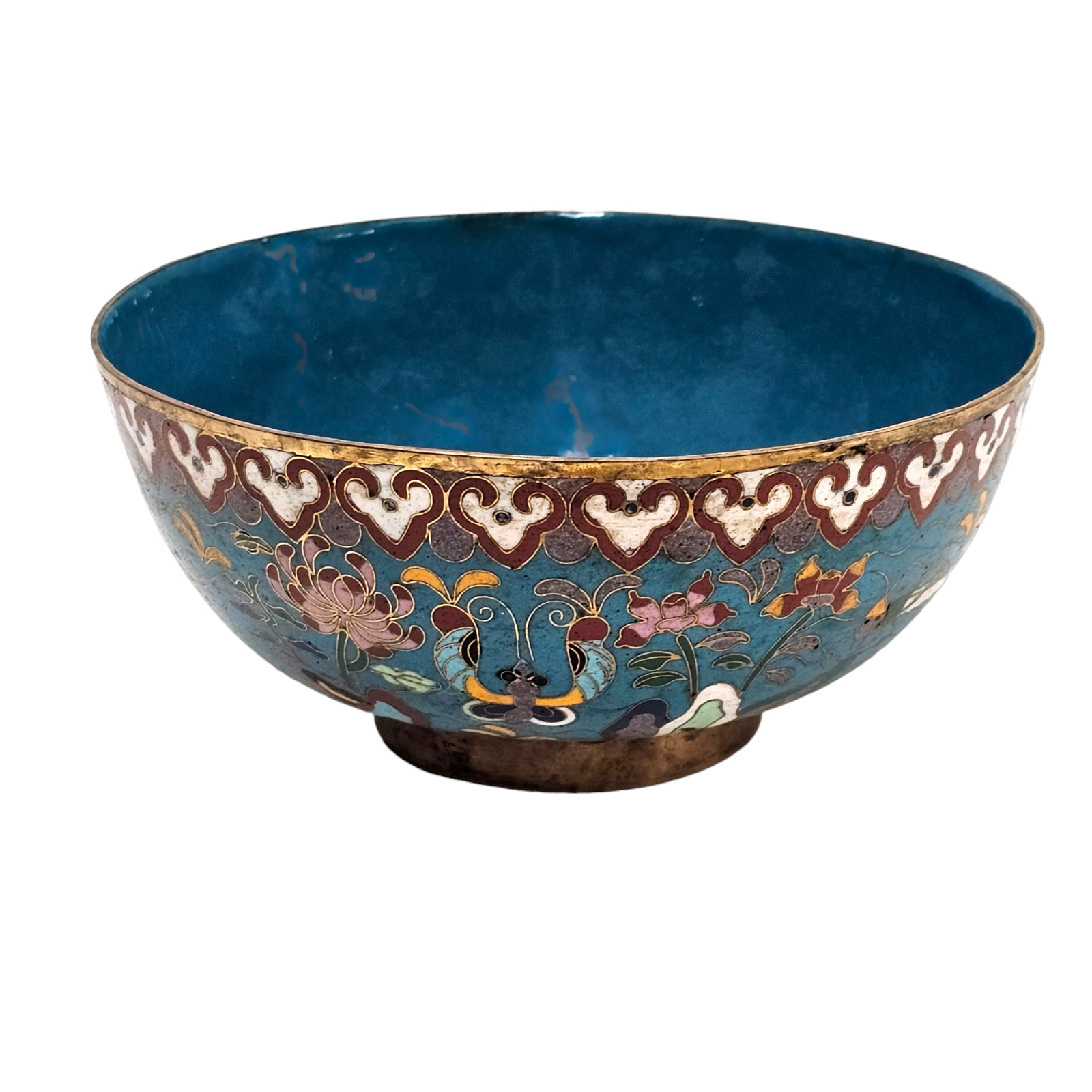 Chinese Cloisonne Bowl Jiaqing Period Metal Enamel Blue China 18th-19th Century