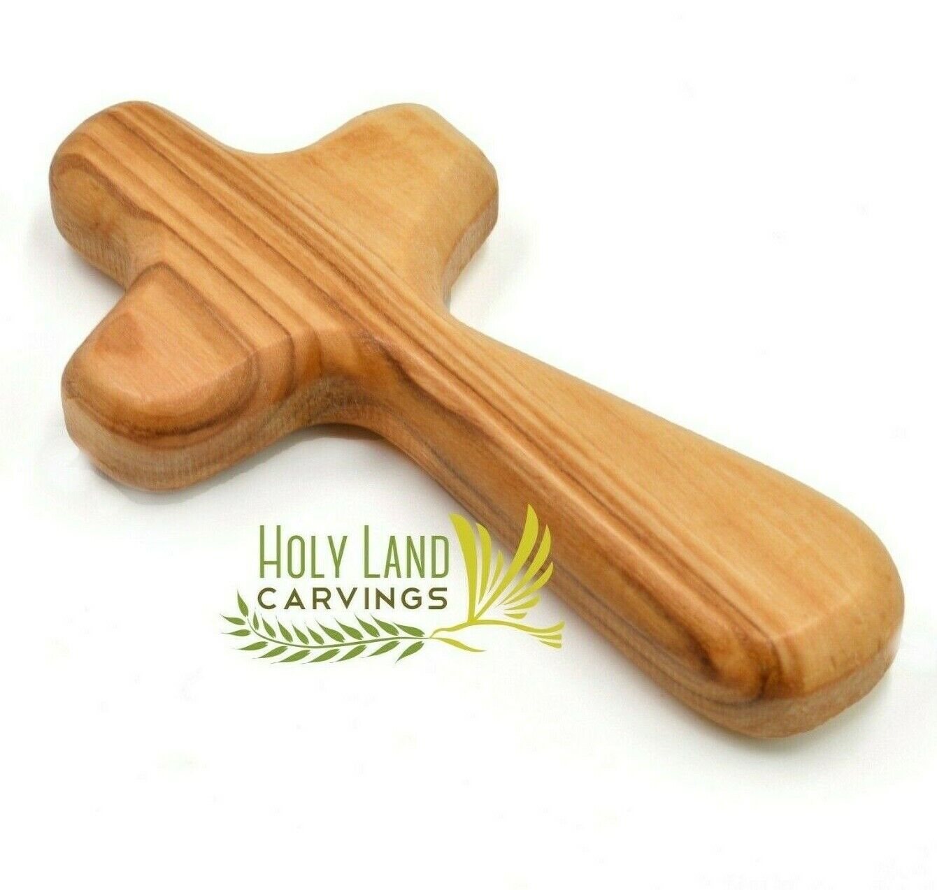 Olive Wood Handheld Comfort Cross Made in the Holy Land, Palm Holding Cross