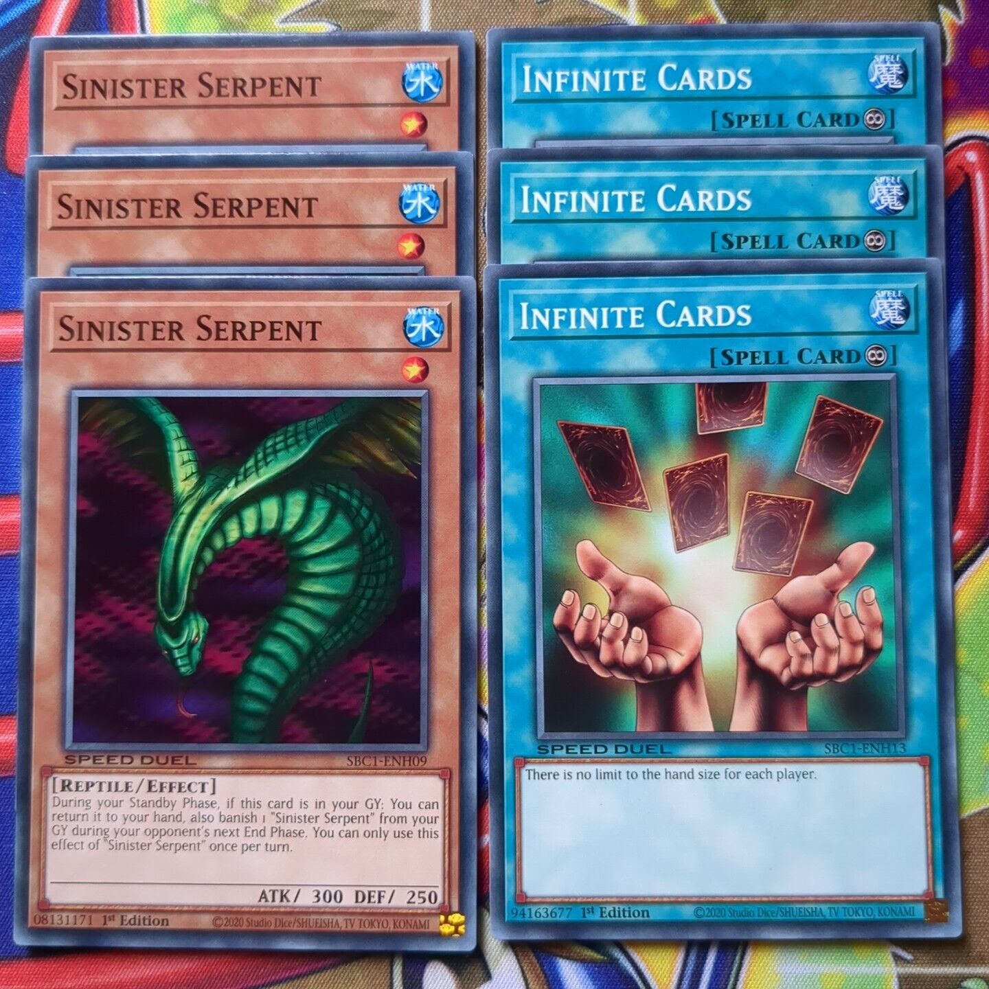 3 x SBC1-ENH09/13 Sinister Serpent & Infinite Cards Common 1st Ed YuGiOh Mint