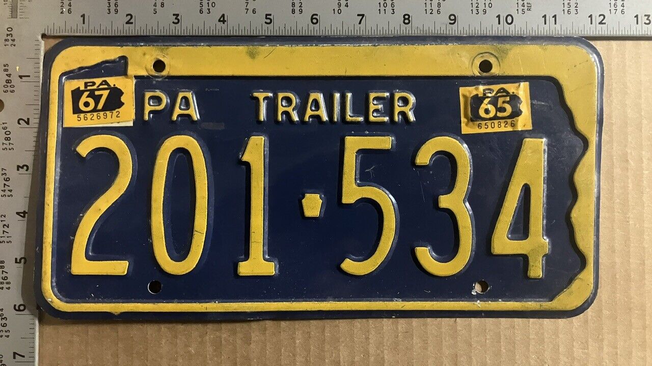 1967 Pennsylvania trailer license plate 201-534 Ford Chevy Dodge 12972