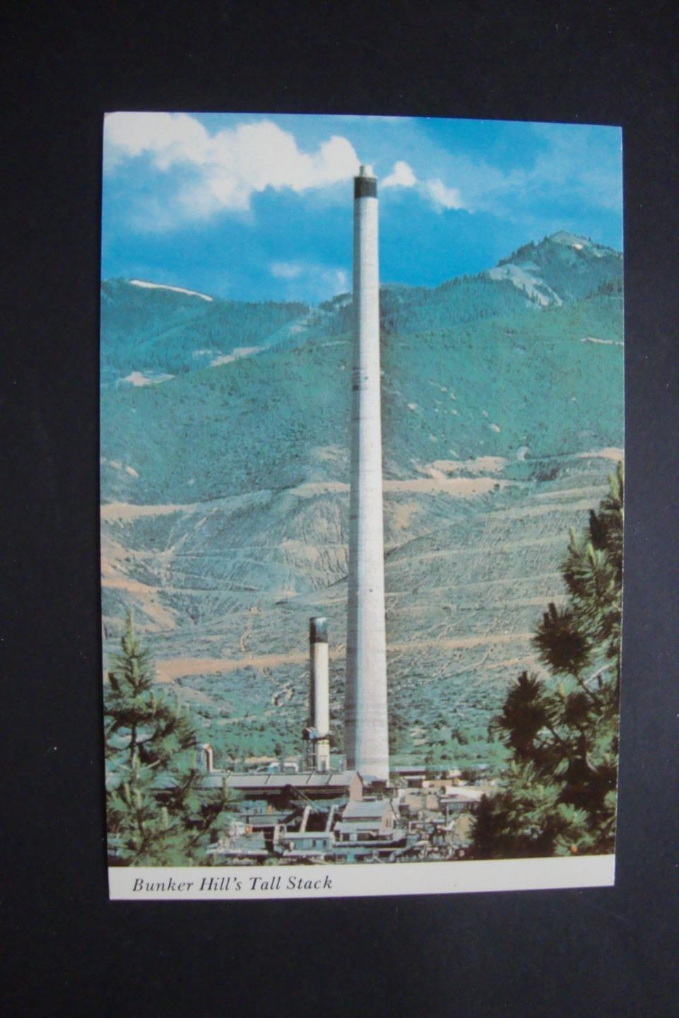 Railfans2 714) Postcard, Idaho, The Bunker Hill Mining Co\'s 715\' Smelter Stack