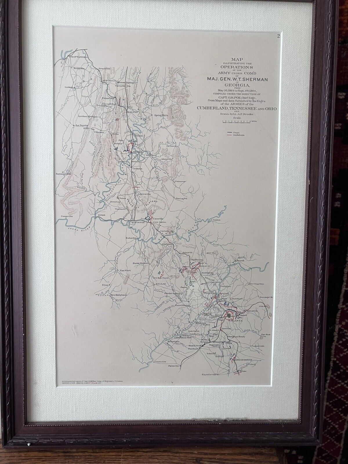 Map Illust. The Operations Of The Army under Com’d of Gen. Sherman Georgia 1864