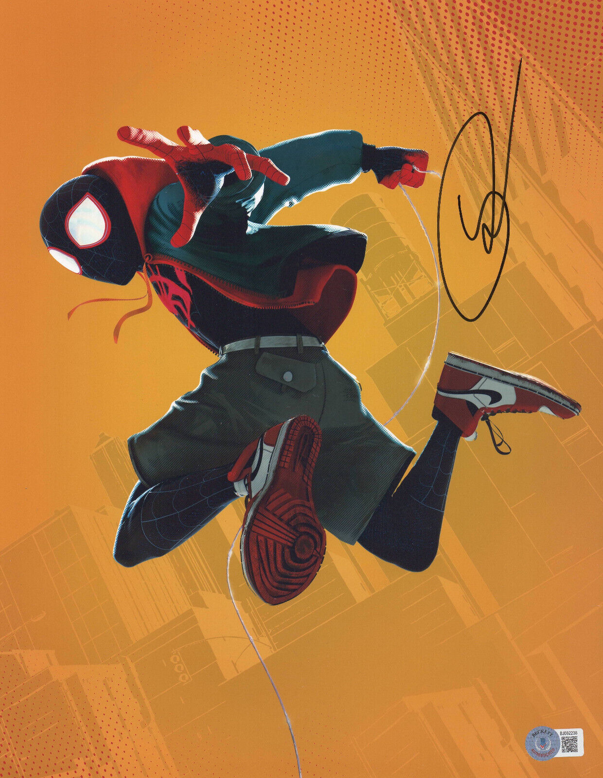 SHAMEIK MOORE SIGNED AUTOGRAPH SPIDER-MAN INTO THE SPIDER-VERSE 11X14 PHOTO BAS