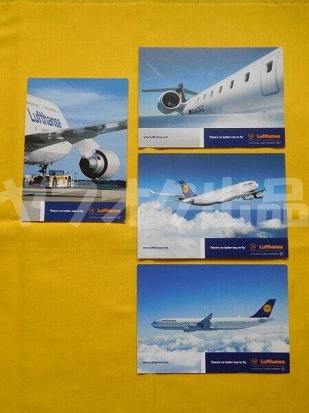 4 Sheets Lufthansa B747-400 Crj900 A340-300 Postcard Picture Aviation Airplane 2