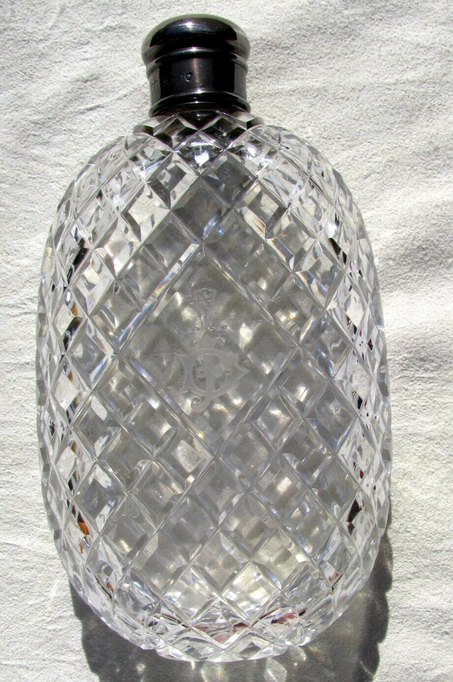 ANTIQUE MINT SILVER HAND CUT CRYSTAL VICTORIAN FLASK HALLMARKED & DATED 1868