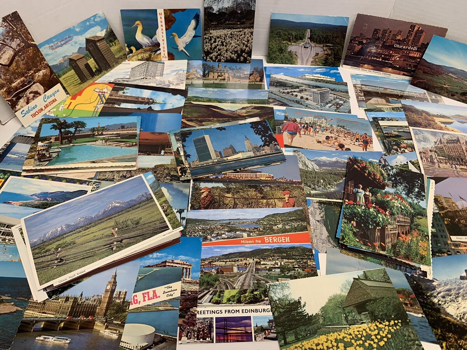 Lot of 100 Used Postcards From All Over The World 1960-1980s All Posted Assorted