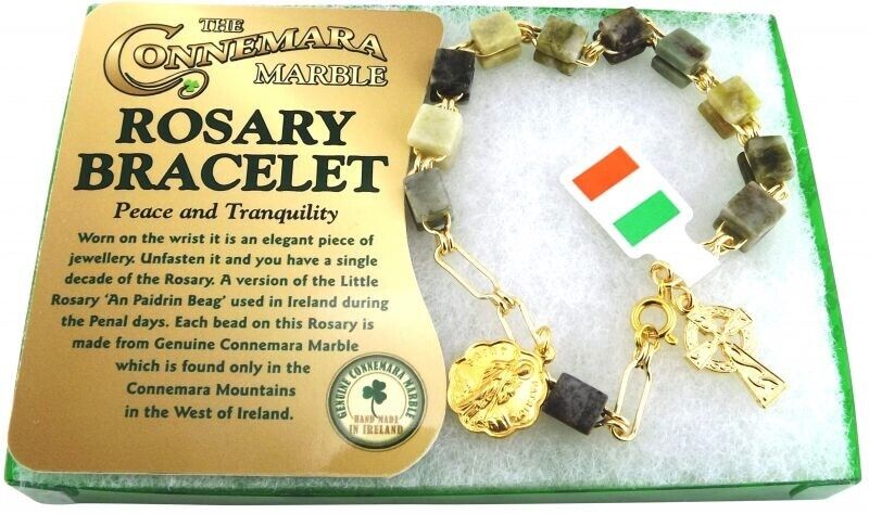 JC Walsh & Sons Connemara Marble Rosary Bracelet Single Decade Beads