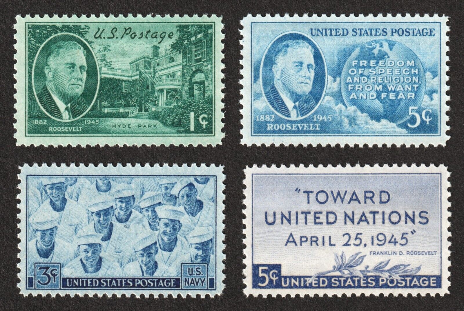 75 YEAR OLD 1945/46 WW2 US Stamp lot FDR Franklin D. Roosevelt MINT