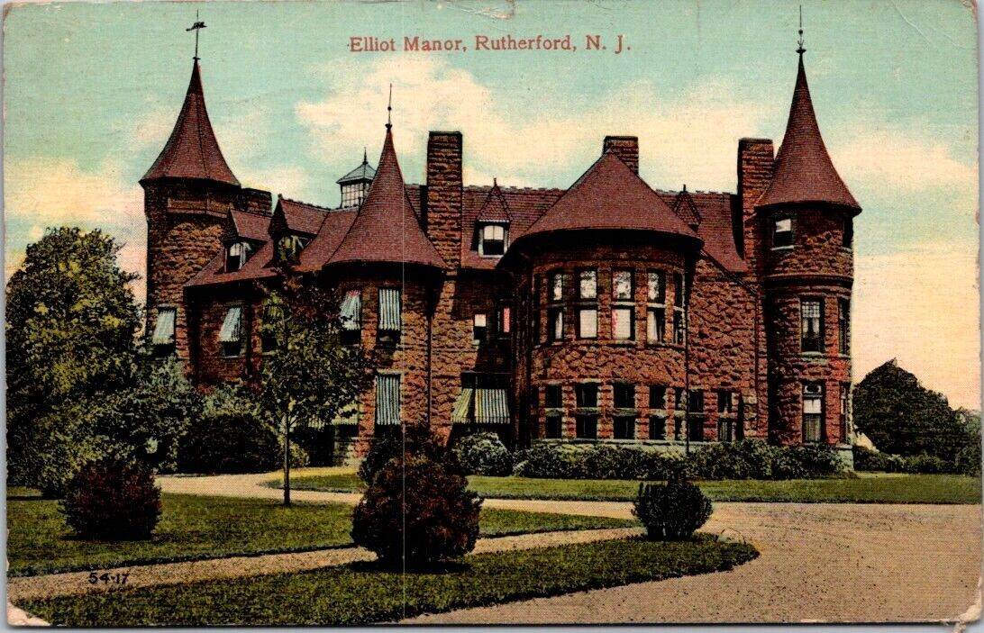 Rutherford NJ Elliot Manor Iviswold Castle McFarland Publish c1910 postcard CQ3