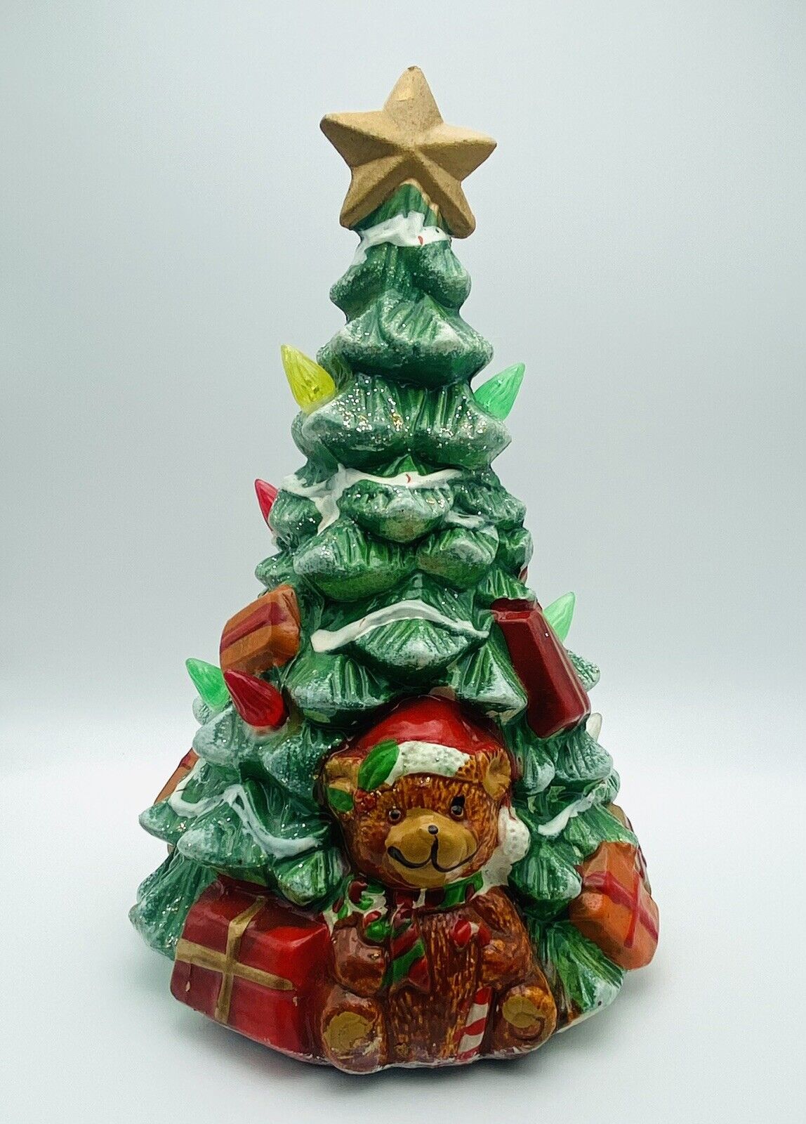 Vintage J.S.N.Y. Ceramic Christmas Tree Teddy Bear Presents 8\