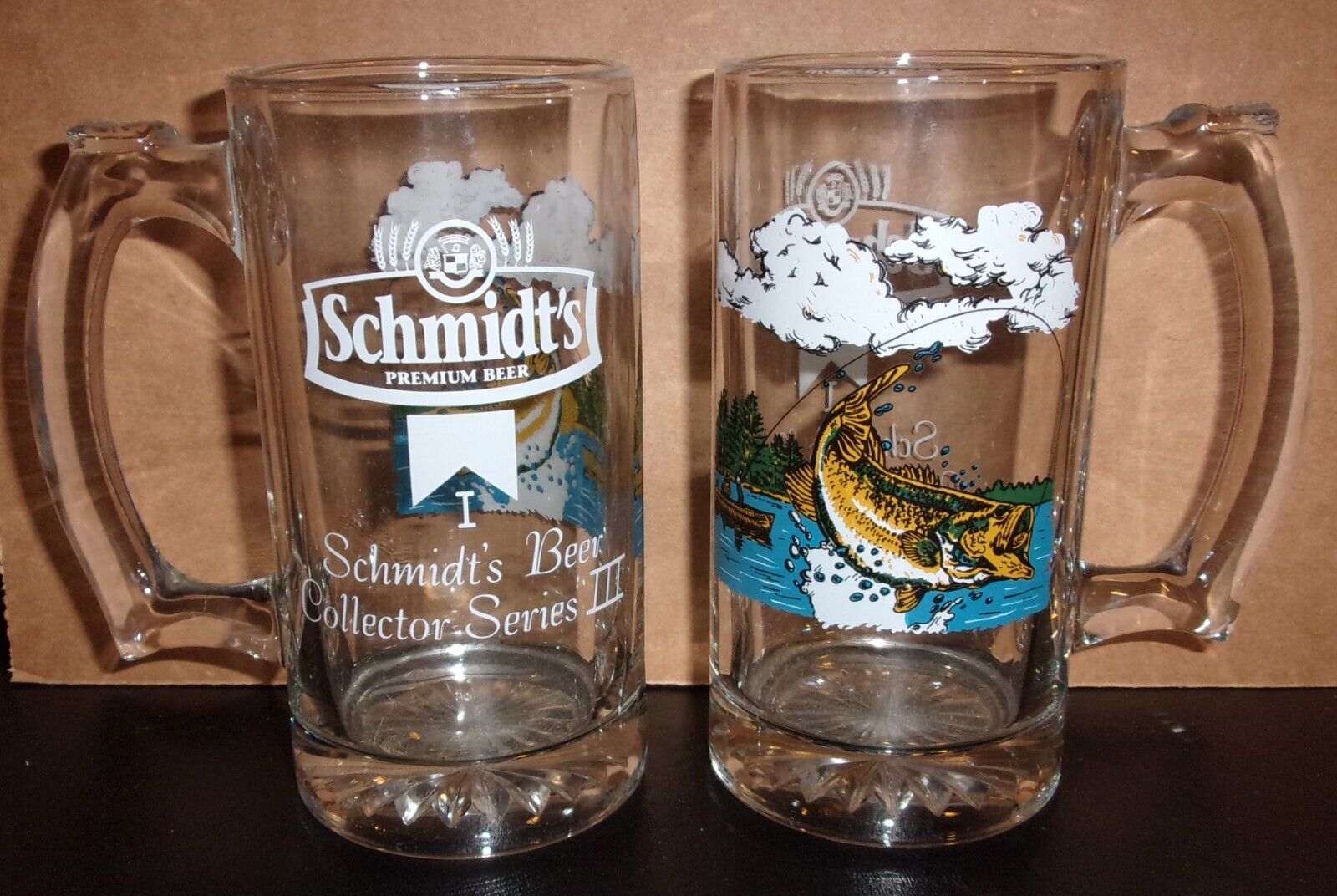 (2) Vintage Schmidt Beer Collector Series III Mugs - Largemouth Bass