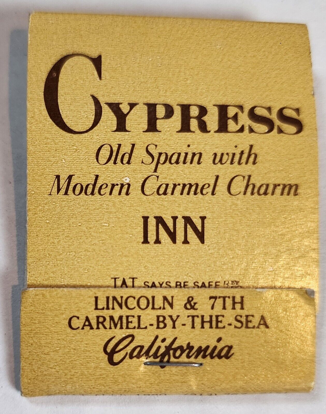 Vintage 1980 Cypress Inn Carmel-By-The-Sea CA Matchbook Cover Hotel California