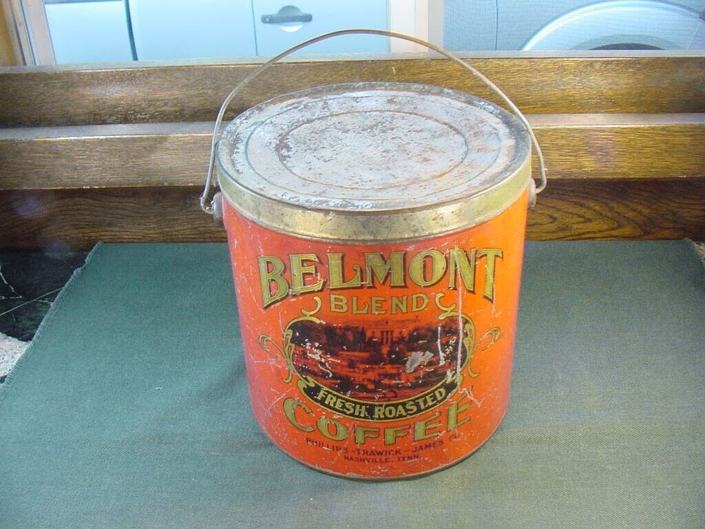 Scarce 1920\'s Belmont Blend Coffee Phillips Trawick James Nashville Tenn Tin Can
