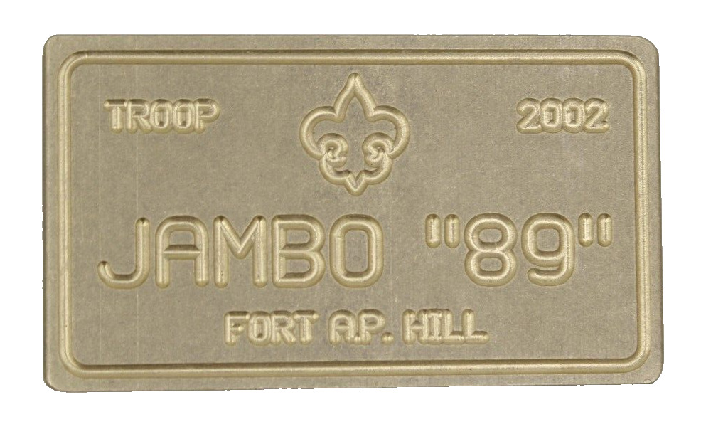 MINT 1989 National Jamboree Troop 2002 Belt Buckle Fort A.P. Hill Boy Scouts BSA