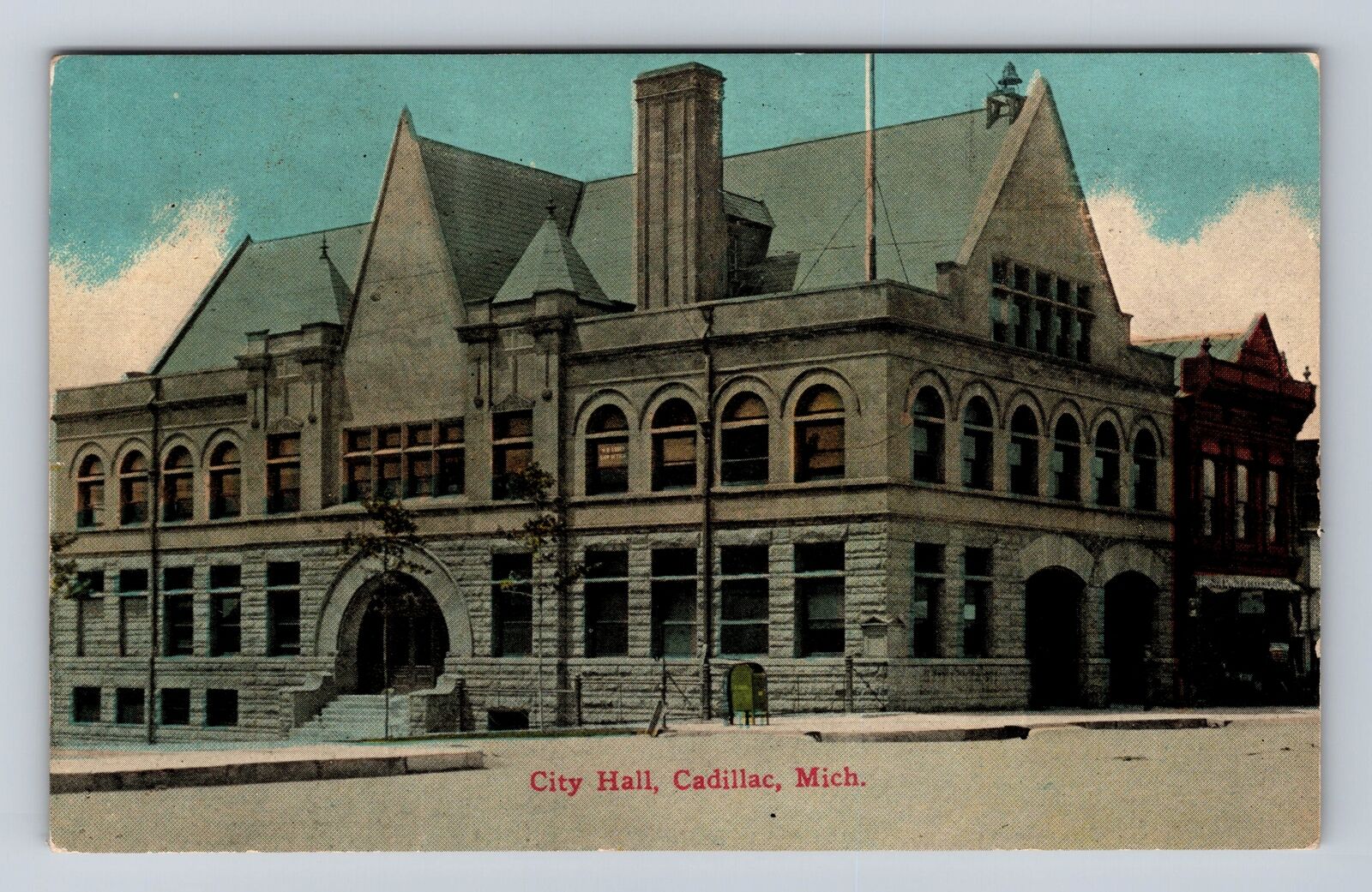 Cadillac MI-Michigan, City Hall, Antique Vintage Souvenir Postcard