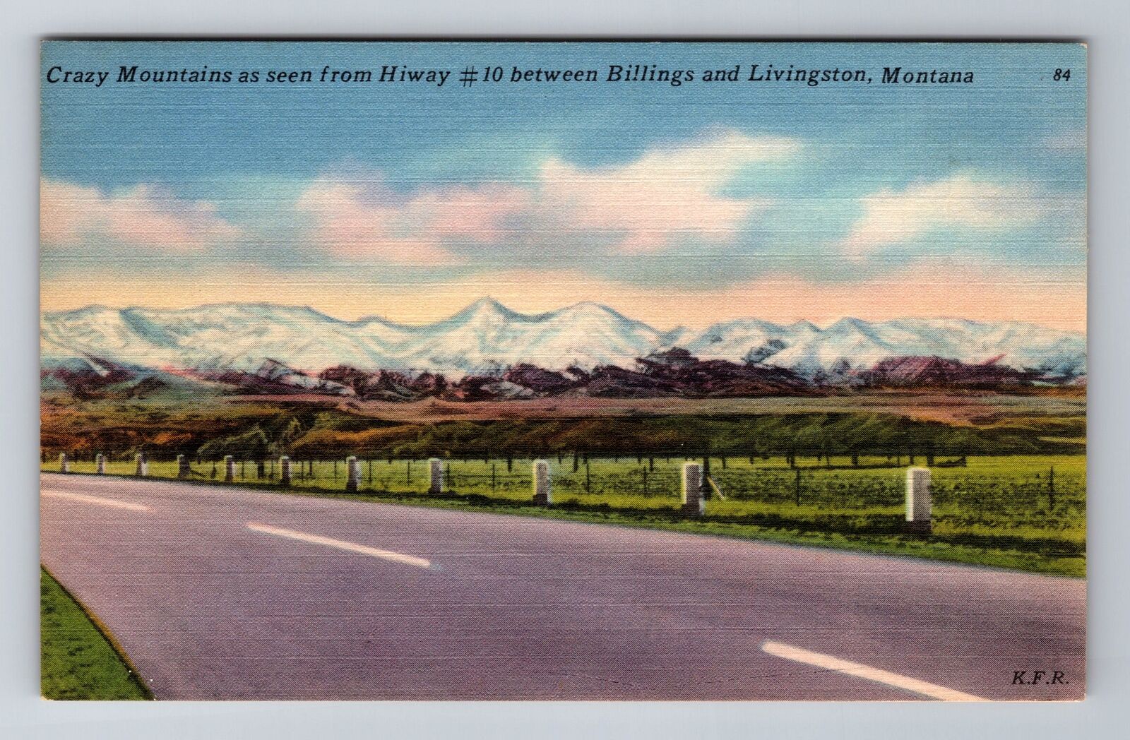 Livingston MT-Montana, Crazy Mountains, Antique, Vintage Souvenir Postcard