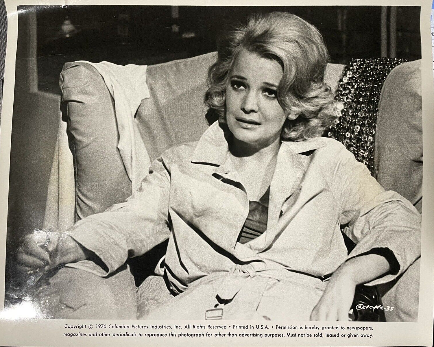 1970 Movie Press Photograph 8 x 10 Blonde Actress Columbia Pictures Industries