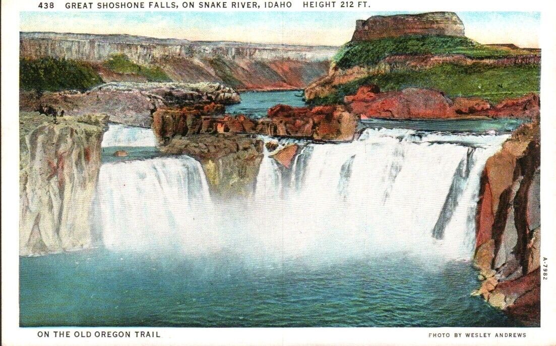 Postcard - Great Shoshone Falls on Snake River, Idaho, Oregon Trail  1862