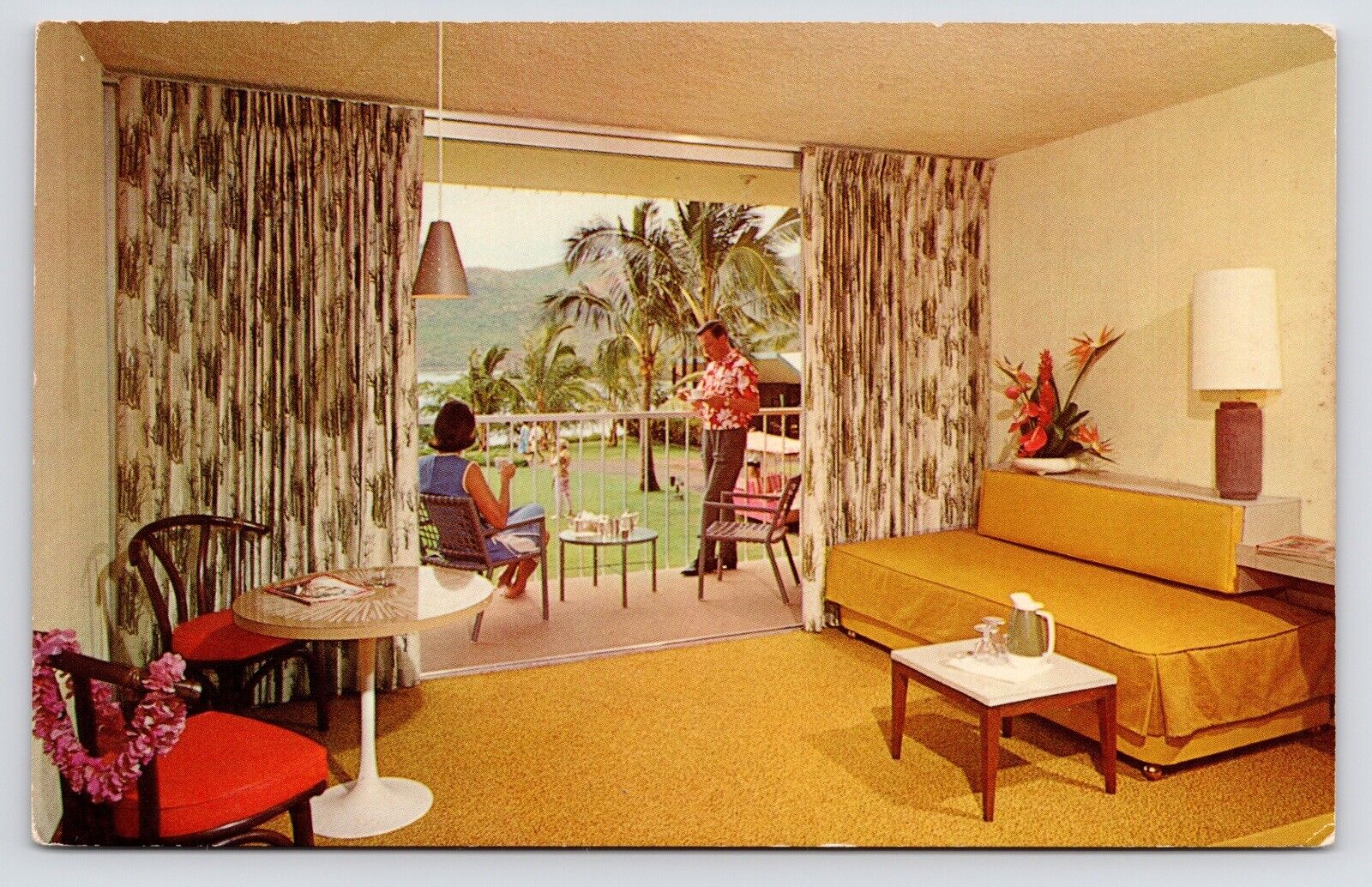 c1960s Kauai Surf Resort~Polynesian Modern~Kalapaki Beach Hawaii VTG Postcard