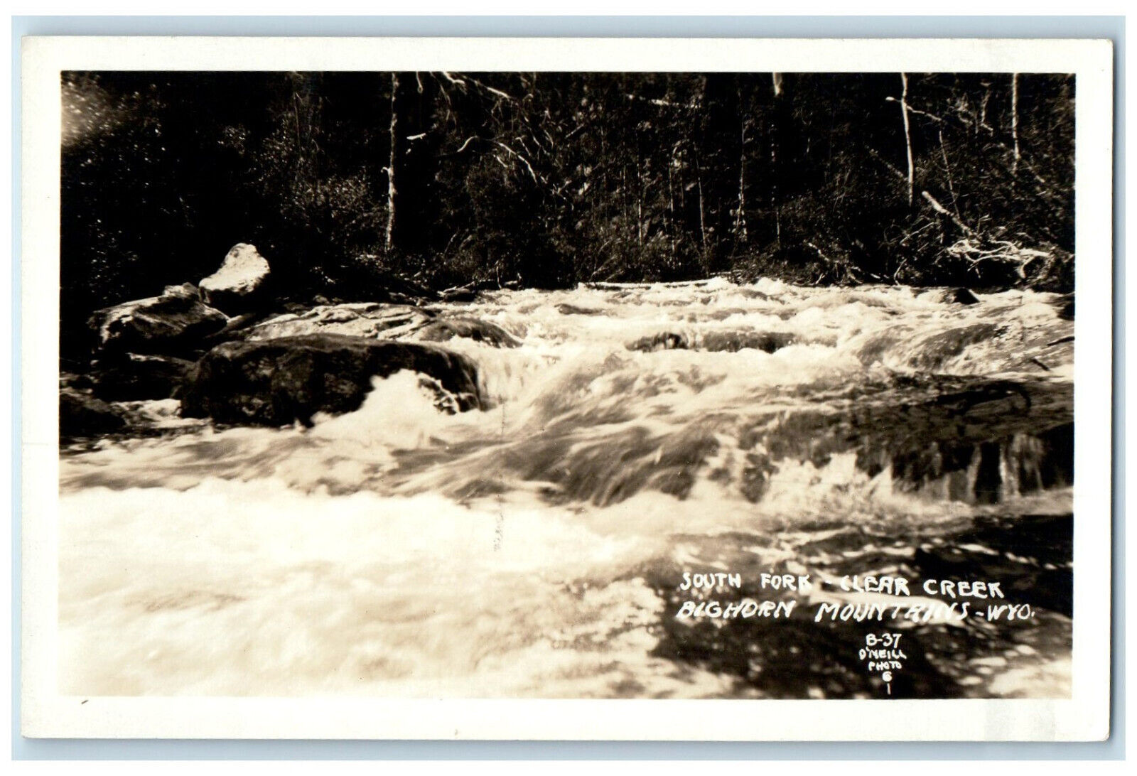 Bighorn Mountains Wyoming WY RPPC Photo Postcard South Fork Clear Creek c1930\'s