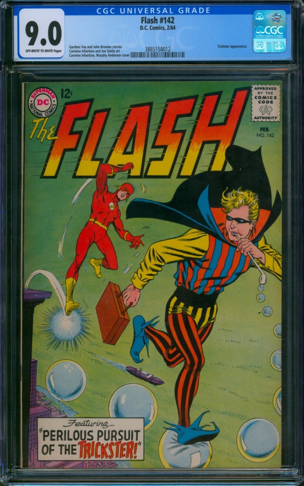 Flash #142 ⭐ CGC 9.0 ⭐ Trickster Appearance Silver Age DC Comic 1964