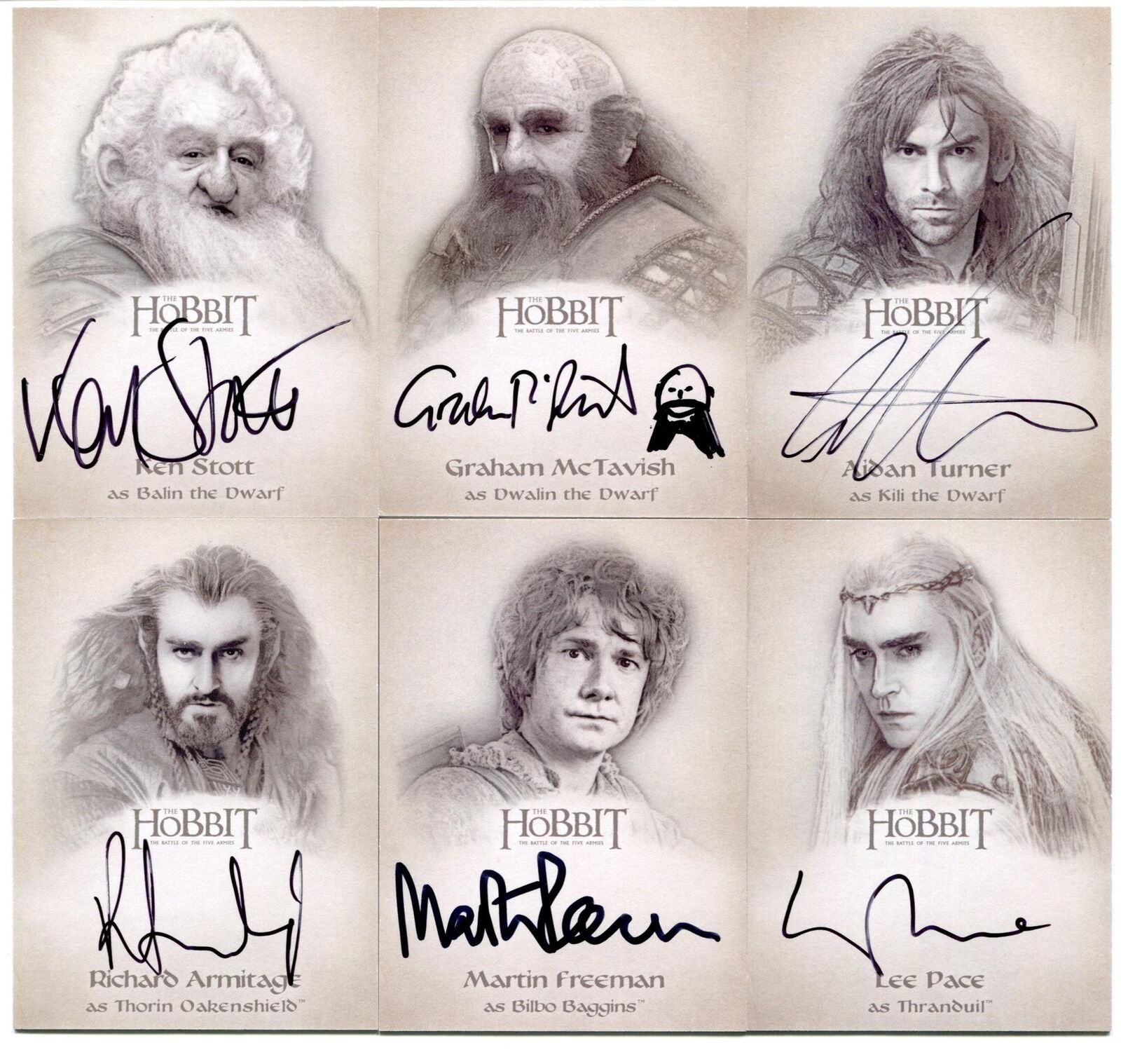 2016 Hobbit Battle of The Five Armies Illustration Design Autograph Card Set