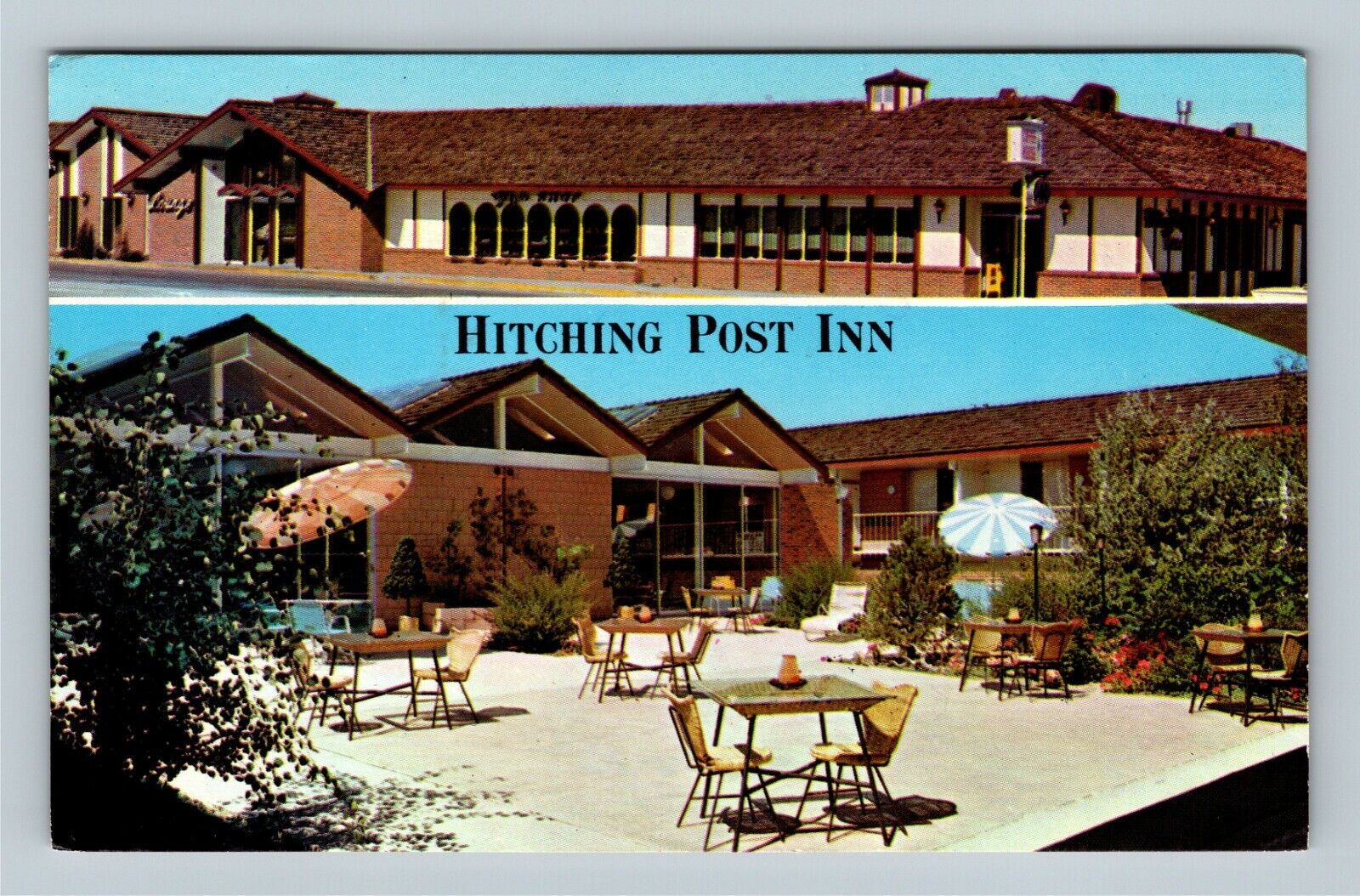 Cheyenne WY, Hitching Post Inn, Patio Dining, Wyoming c1970 Vintage PostcardÂ Â 
