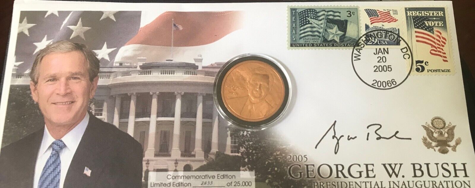 Commemorative George W. Bush Presidential Inauguration Coin January 20, 2005 COA