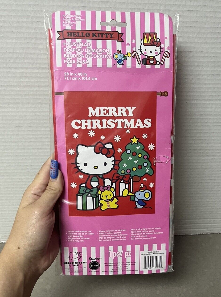 Sanrio Hello Kitty Merry Christmas Flag NEW in Package