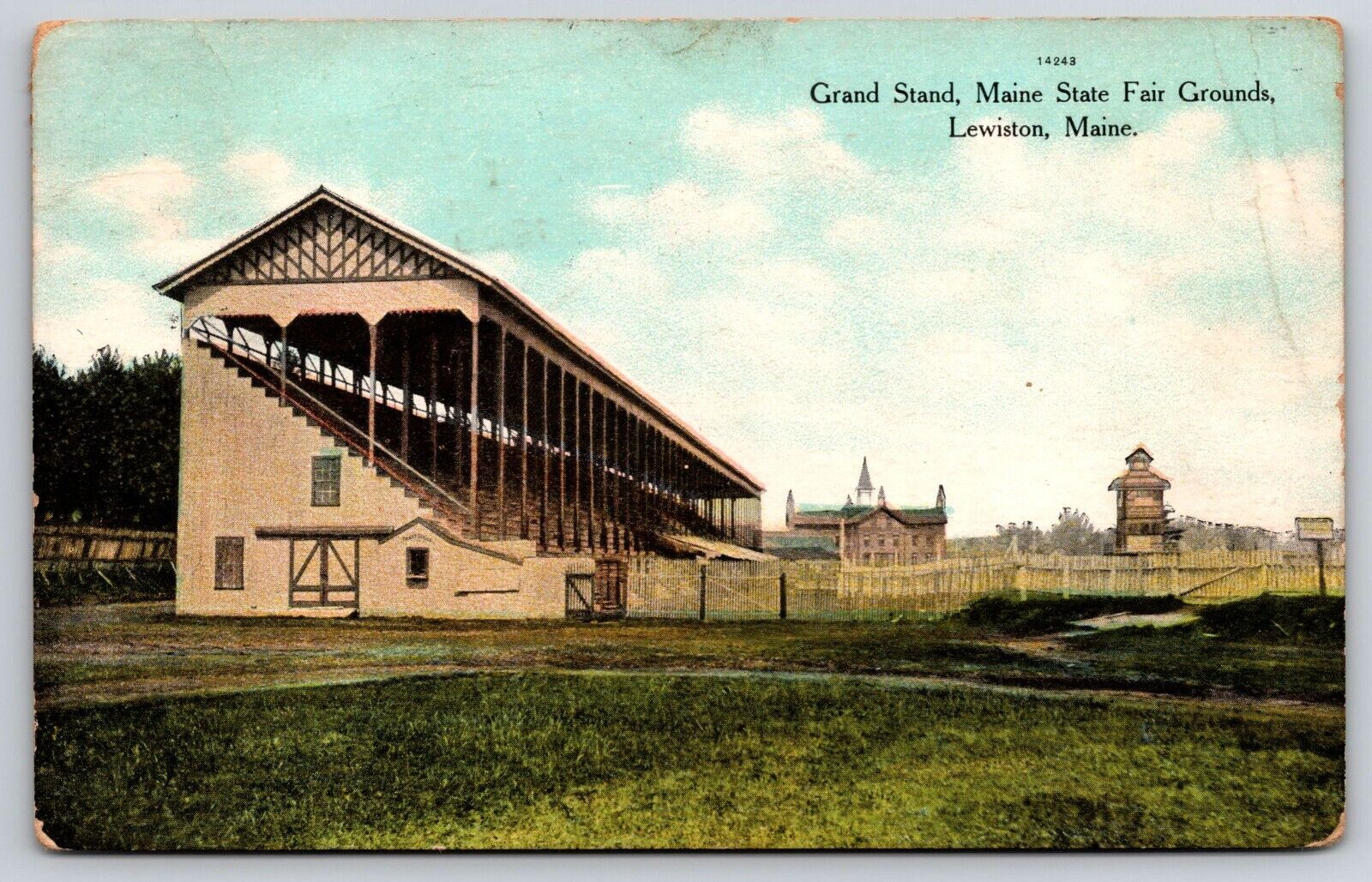 Lewiston ME Maine Main State Fair Grounds Grandstand Vintage Postcard 1909 Post