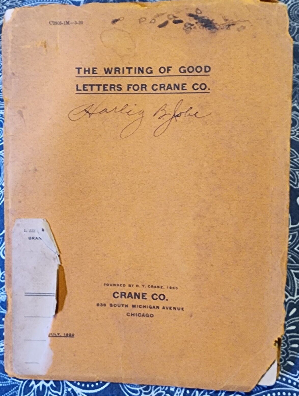 Vintage 1920:The Writing of Good Letters for Crane CO.
