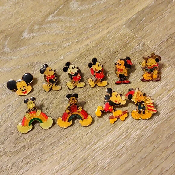 Vintage Mixed Lot of 10 Mickey Mouse Lapel Pins