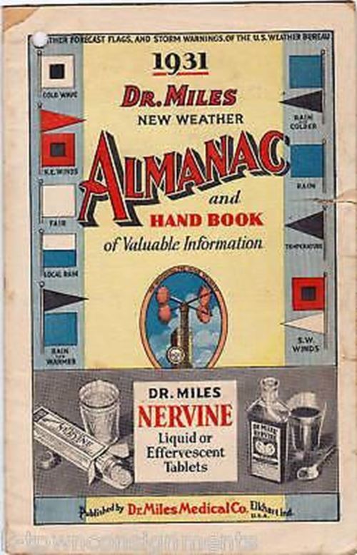 Dr. Miles Medical Tablets New Weather Almanac Antique Medicine Advertising Bookl