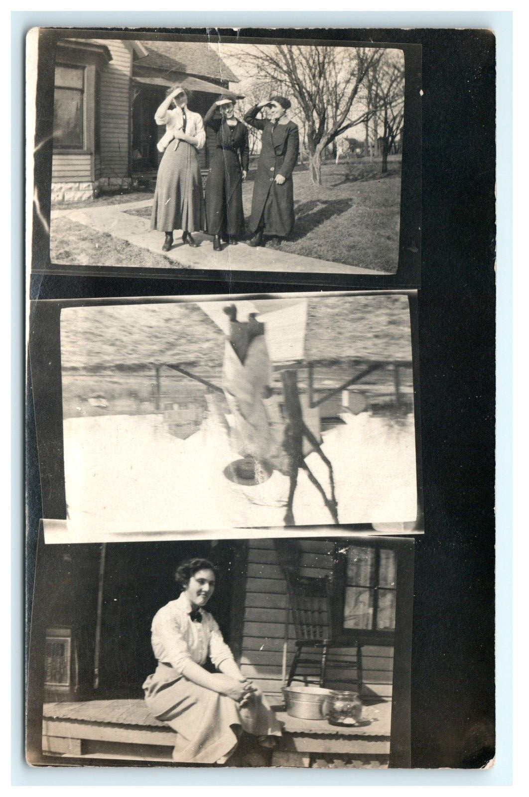 1907-1914 Domestic Woman Multi View Outdoor Scenes RPPC Real Photo Postcard