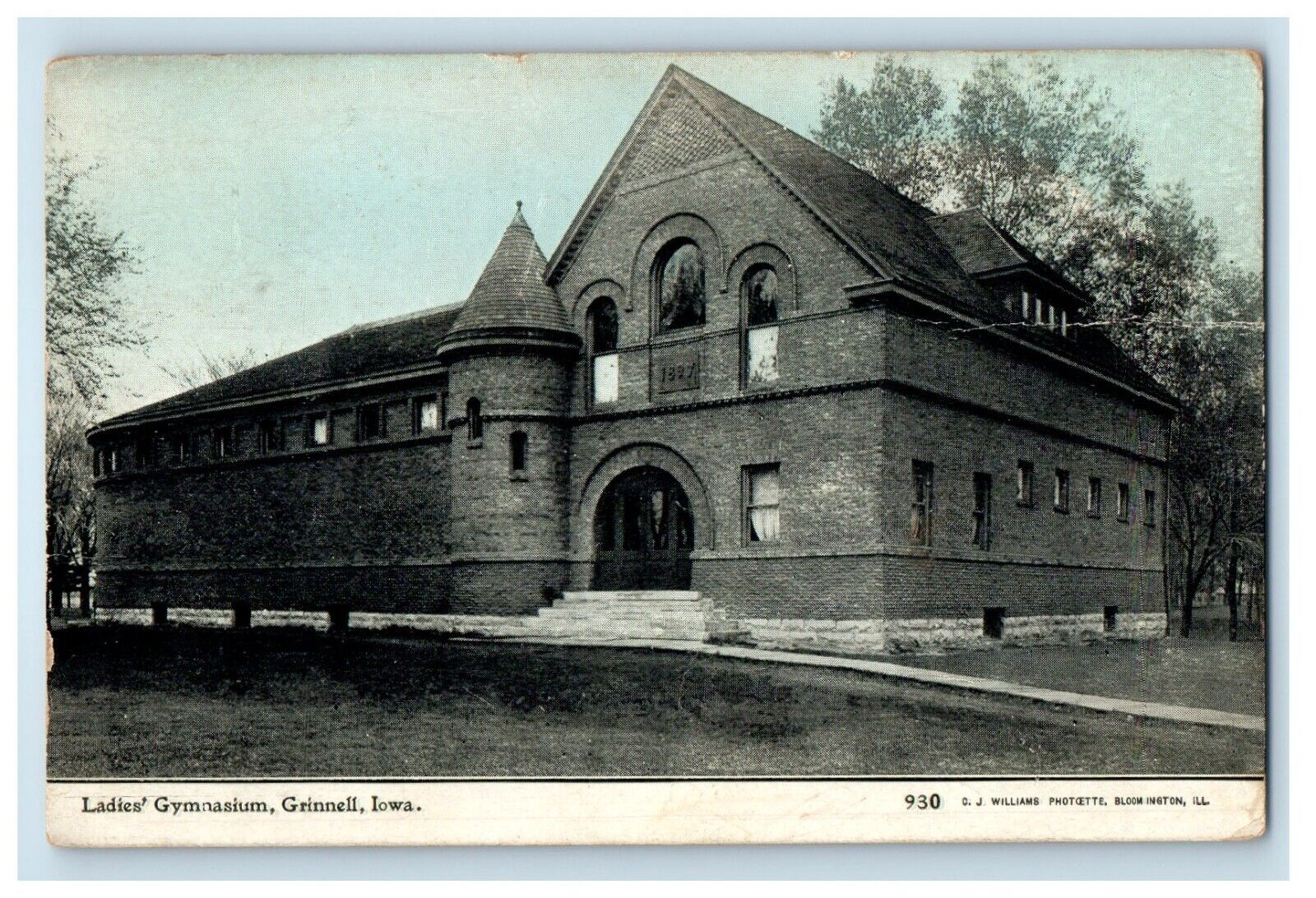 c1910 Entrance of Ladies Gymnasium Grinnell Iowa IA Antique Posted Postcard
