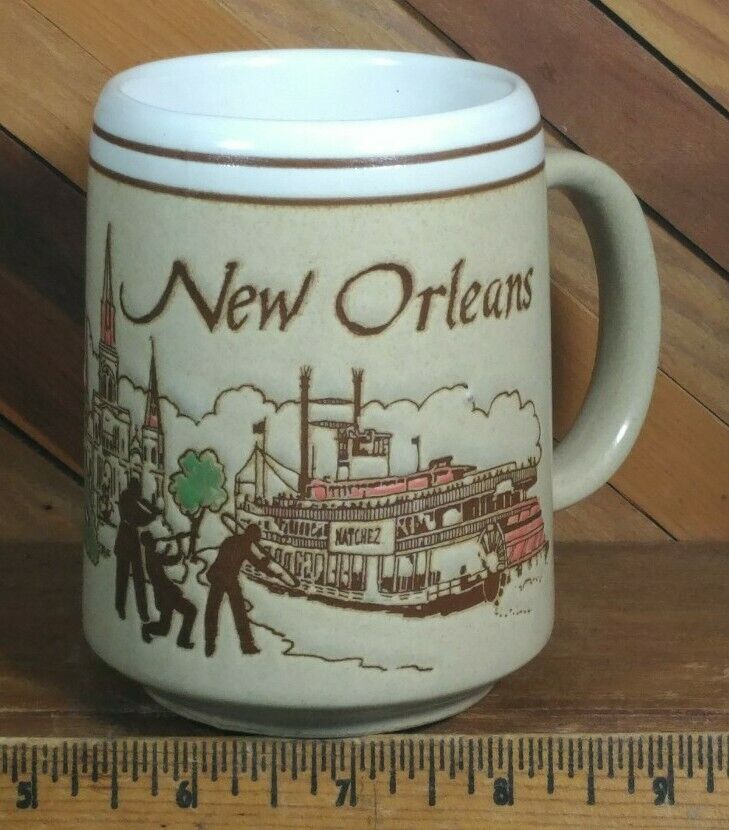 Vintage New Orleans Embossed Travel Souvenir Coffee Mug Cup