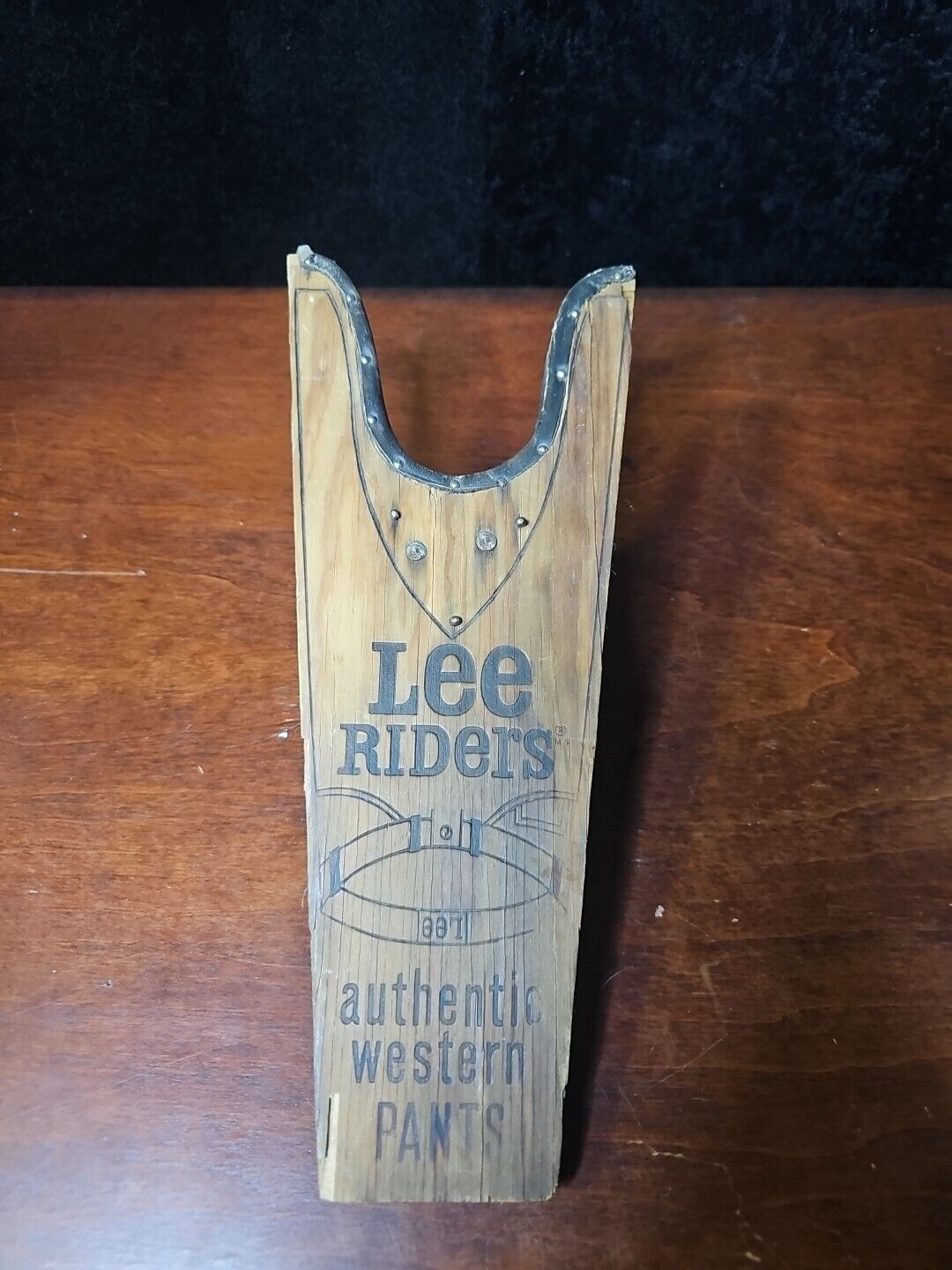 Vtg LEE RIDERS Authentic Wooden Boot Jack  Western Pants Store Advertising Jeans