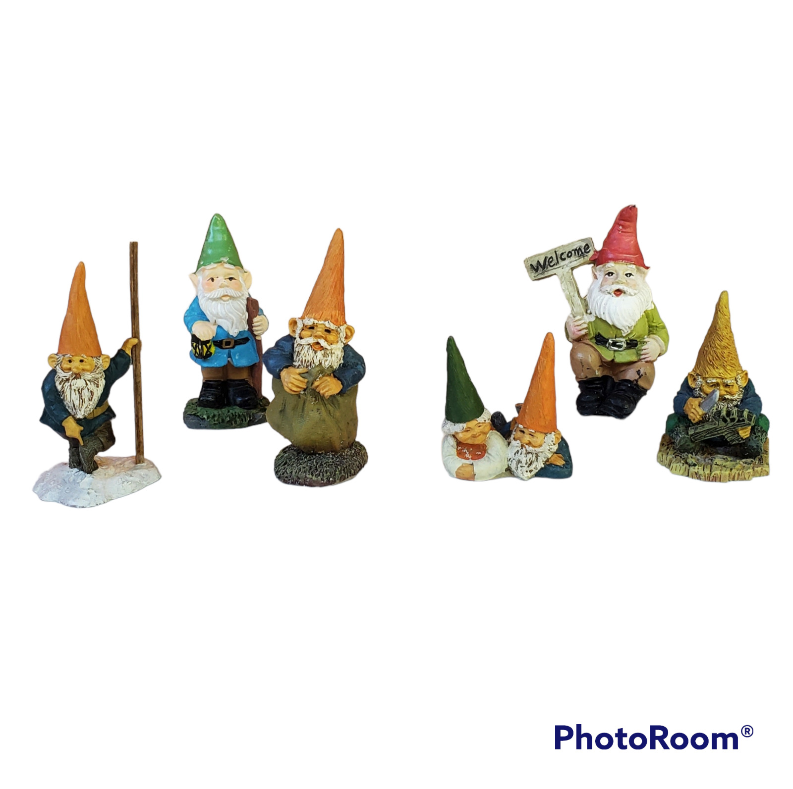 Vintage 4 Klaus Wickl Gnome Figurines Enesco & 2 Unbranded Lot Of 6 Mini Fairy
