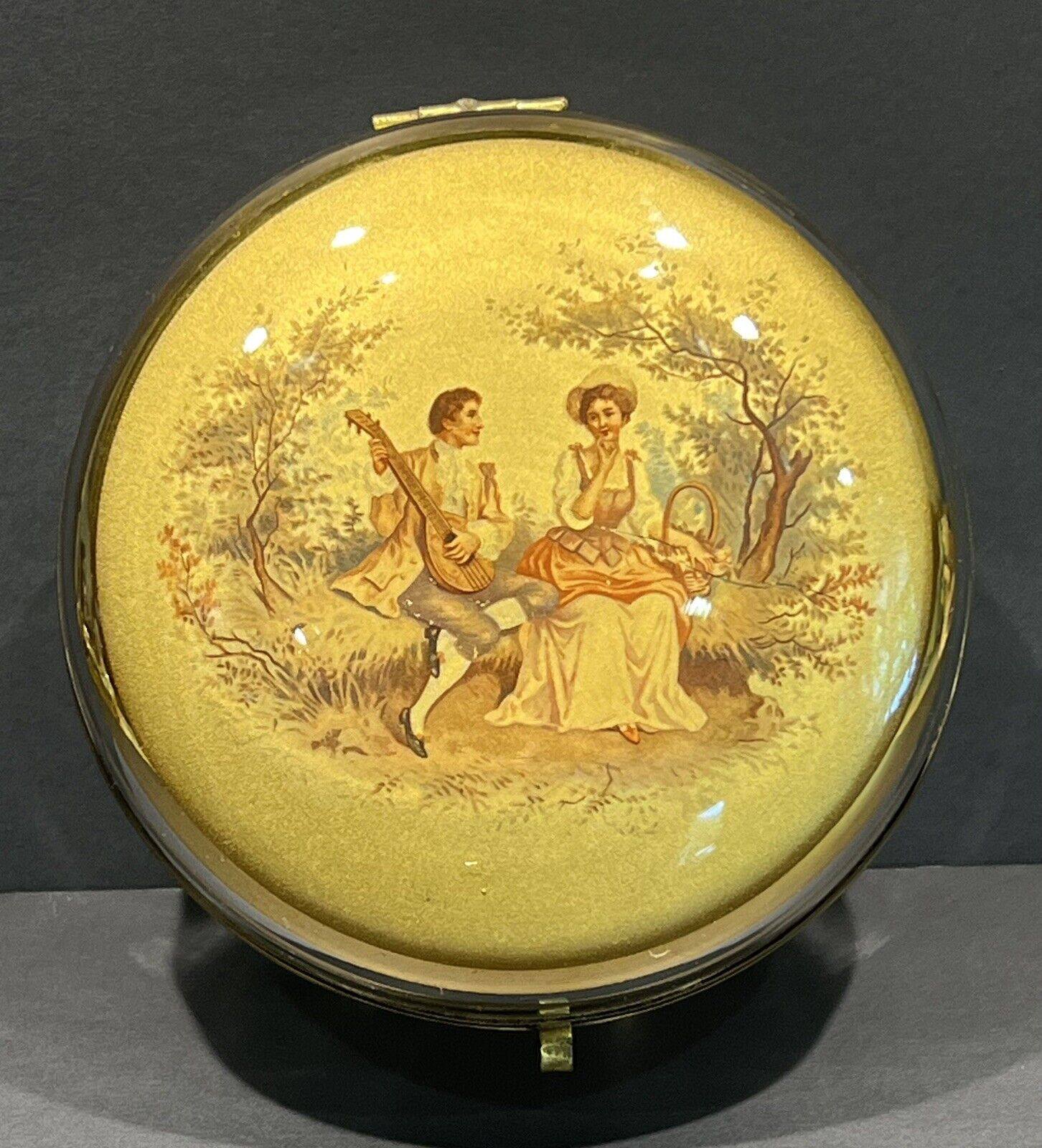 Antique 19th Century Victorian Dresser Vanity Jar Trinket Box Hinged Lid 1800\'s