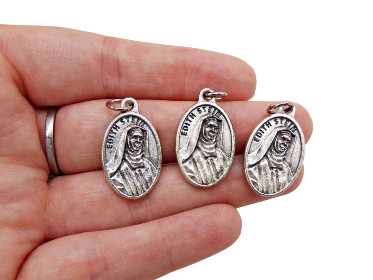 St Edith Stein Pray for Us Lot of 3 Two Sided Pendant Medals for Rosaries