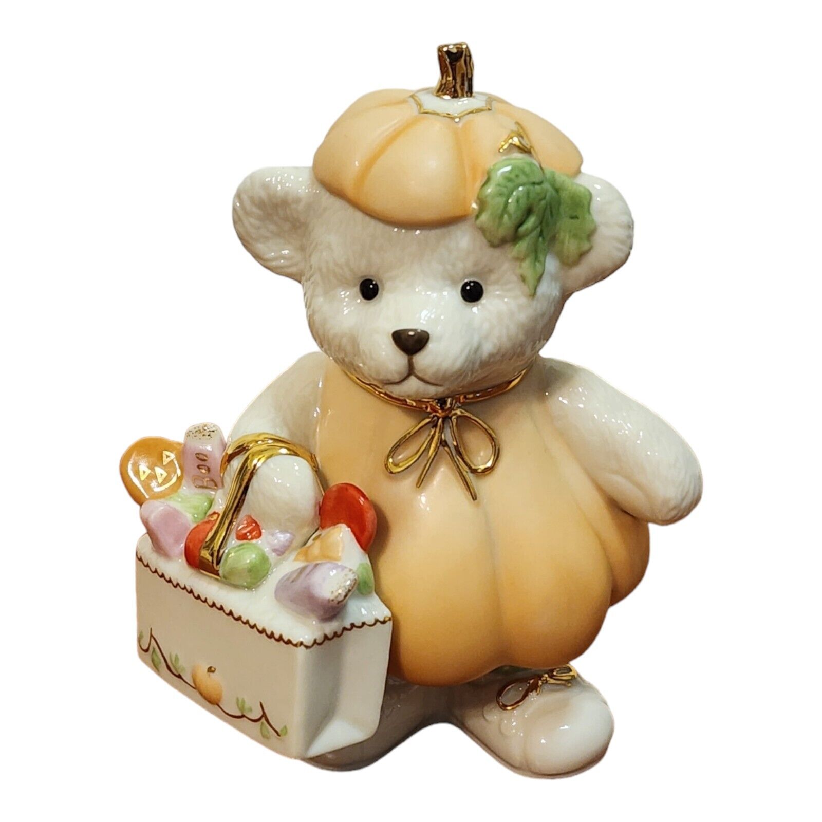 LENOX ‘My Halloween Teddy’ Pumpkin Bear Porcelain Figurine Trick Or Treat 