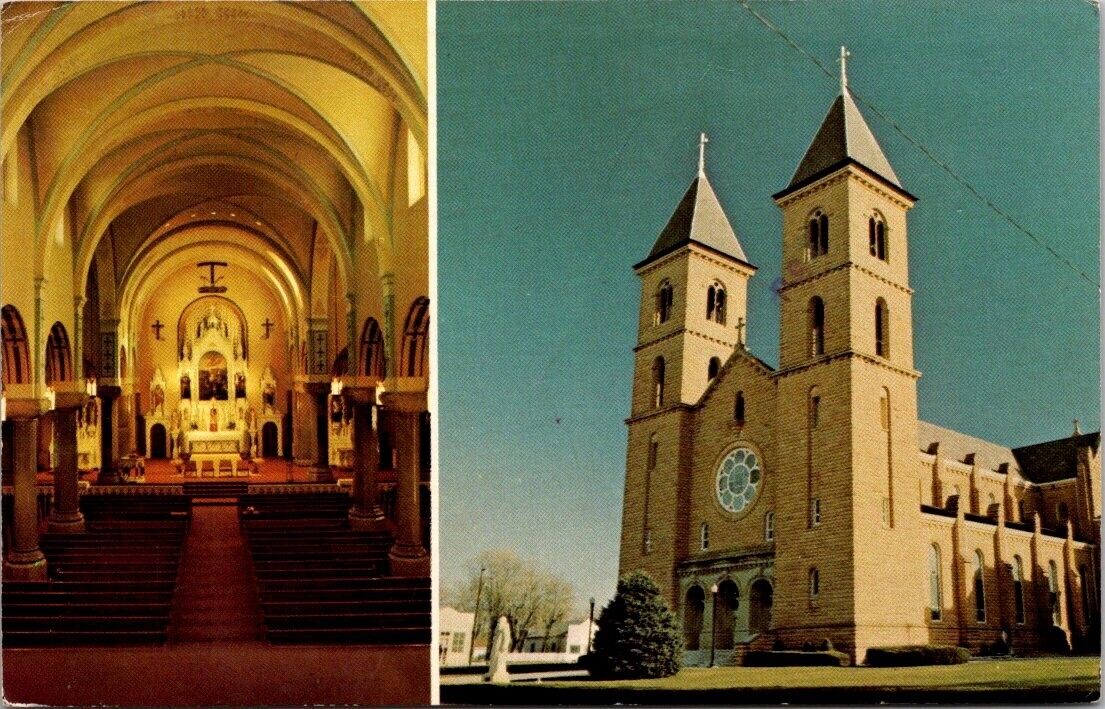 Postcard Kansas Victoria St. Fidelis Church Cathedral of the Plains 1982 KS VTG