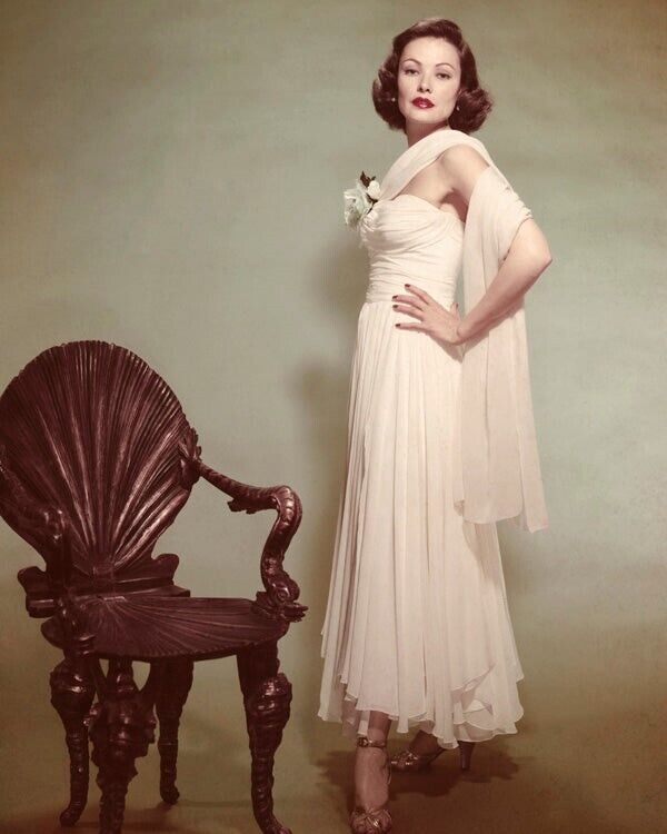 Gene Tierney Elegant Glamour Portrait in evening gown 8x10 Color Photo